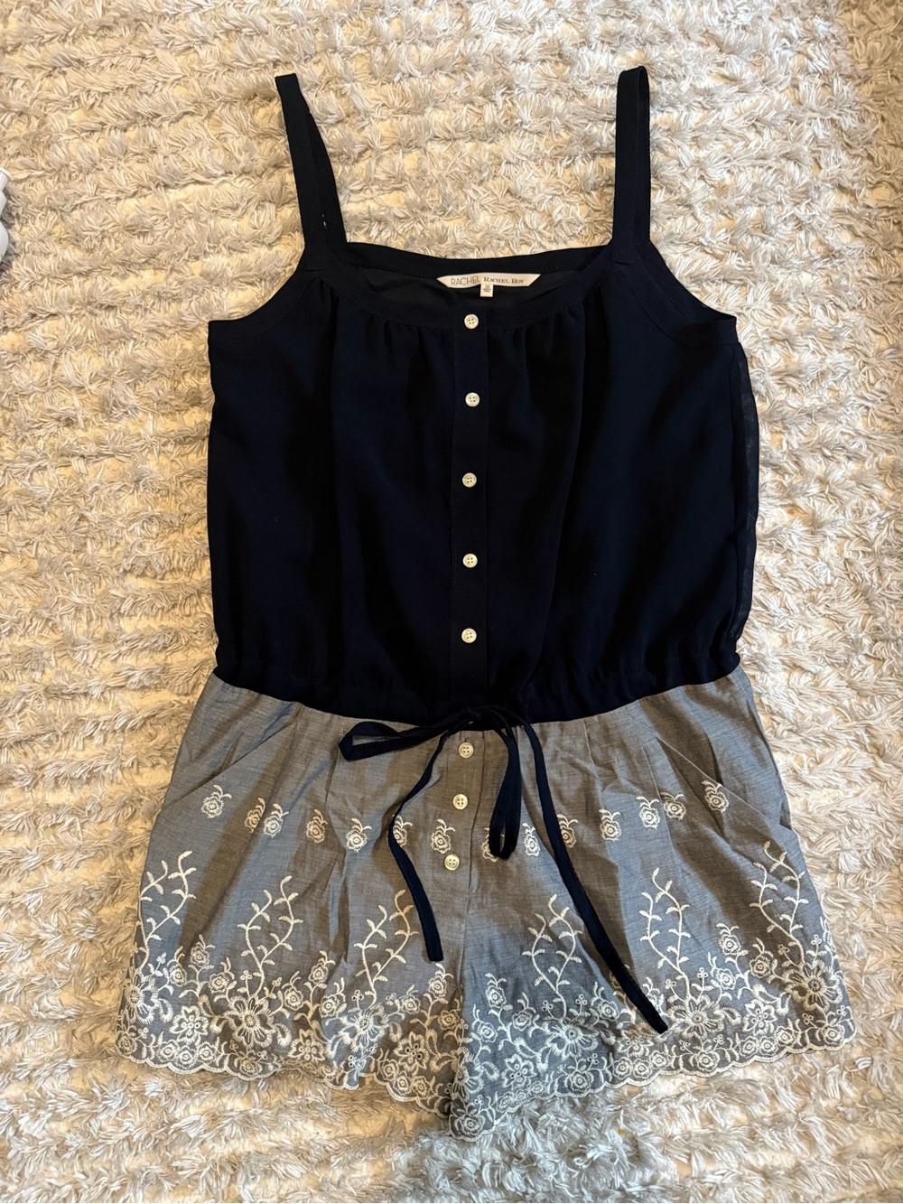 RACHEL Rachel Roy Navy Button-Front Blouse NWOT